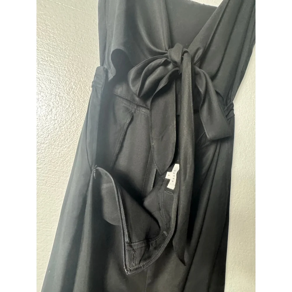 VETTA Black Square Neck Apron Jumpsuit Size 6 - Picture 5 of 7